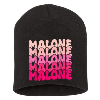 Retro Malone Girl First Name Boy Personalized Groovy 80S Short Acrylic Beanie
