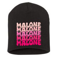 Retro Malone Girl First Name Boy Personalized Groovy 80S Short Acrylic Beanie