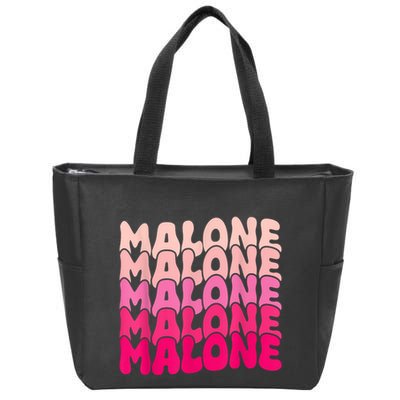 Retro Malone Girl First Name Boy Personalized Groovy 80S Zip Tote Bag