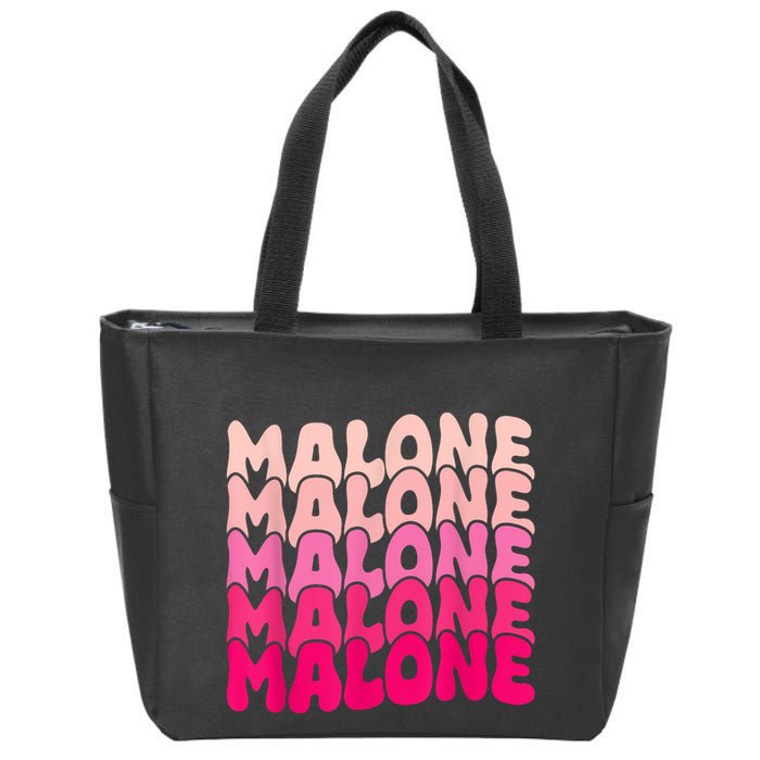 Retro Malone Girl First Name Boy Personalized Groovy 80S Zip Tote Bag