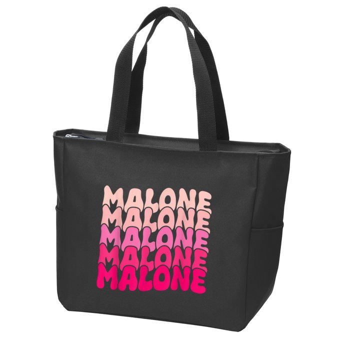 Retro Malone Girl First Name Boy Personalized Groovy 80S Zip Tote Bag