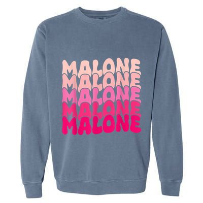 Retro Malone Girl First Name Boy Personalized Groovy 80S Garment-Dyed Sweatshirt