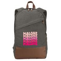 Retro Malone Girl First Name Boy Personalized Groovy 80S Cotton Canvas Backpack