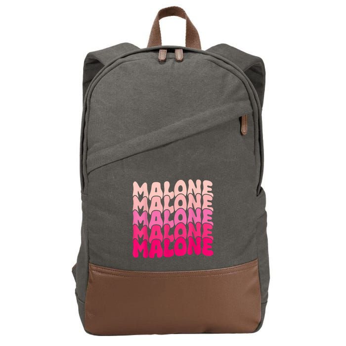 Retro Malone Girl First Name Boy Personalized Groovy 80S Cotton Canvas Backpack