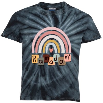 Ramadan Mubarak Gift Rainbow Ramadan Kids Tie-Dye T-Shirt