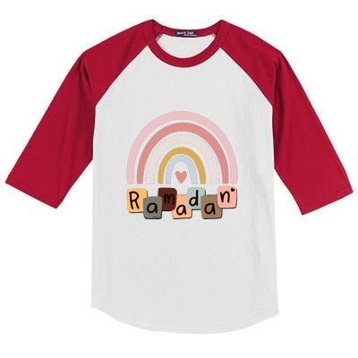 Ramadan Mubarak Gift Rainbow Ramadan Kids Colorblock Raglan Jersey