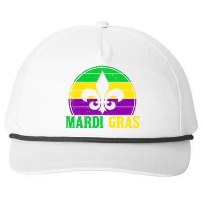 Retro Mardi Gras Fleur De Lys Carnival New Orleans Nola Gift Snapback Five-Panel Rope Hat