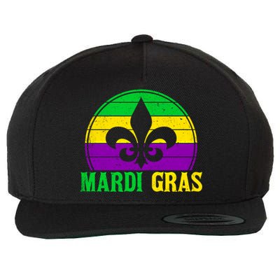 Retro Mardi Gras Fleur De Lys Carnival New Orleans Nola Gift Wool Snapback Cap