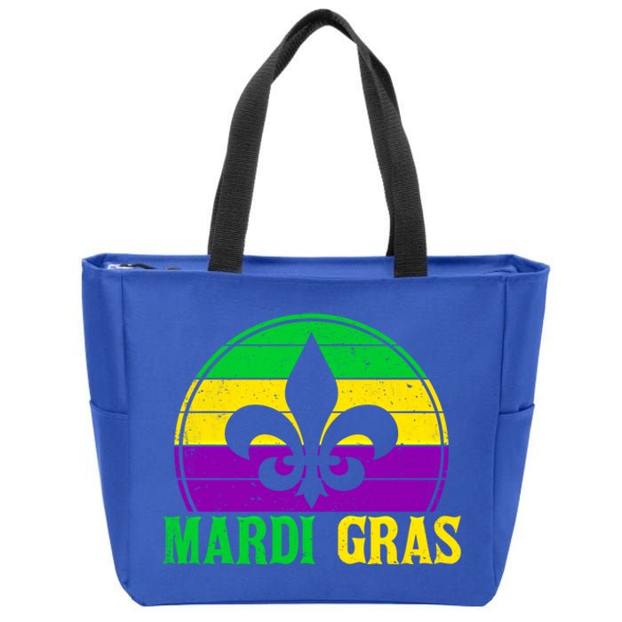 Retro Mardi Gras Fleur De Lys Carnival New Orleans Nola Gift Zip Tote Bag