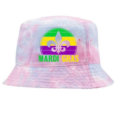 Retro Mardi Gras Fleur De Lys Carnival New Orleans Nola Gift Tie-Dyed Bucket Hat