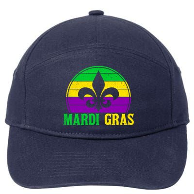 Retro Mardi Gras Fleur De Lys Carnival New Orleans Nola Gift 7-Panel Snapback Hat