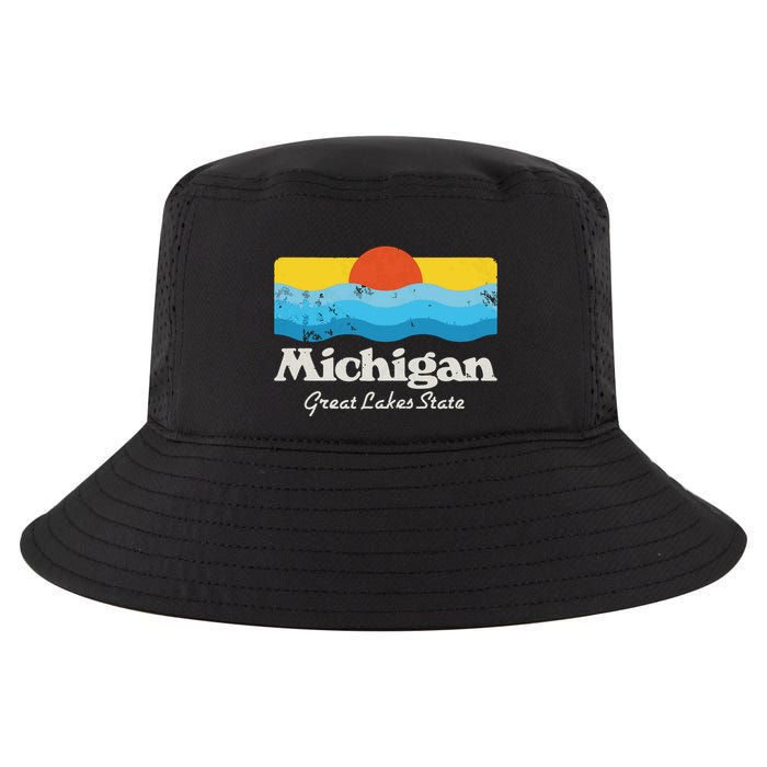 Retro Michigan Great Lakes State Cool Comfort Performance Bucket Hat