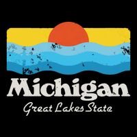 Retro Michigan Great Lakes State Cooling Performance Crew T-Shirt