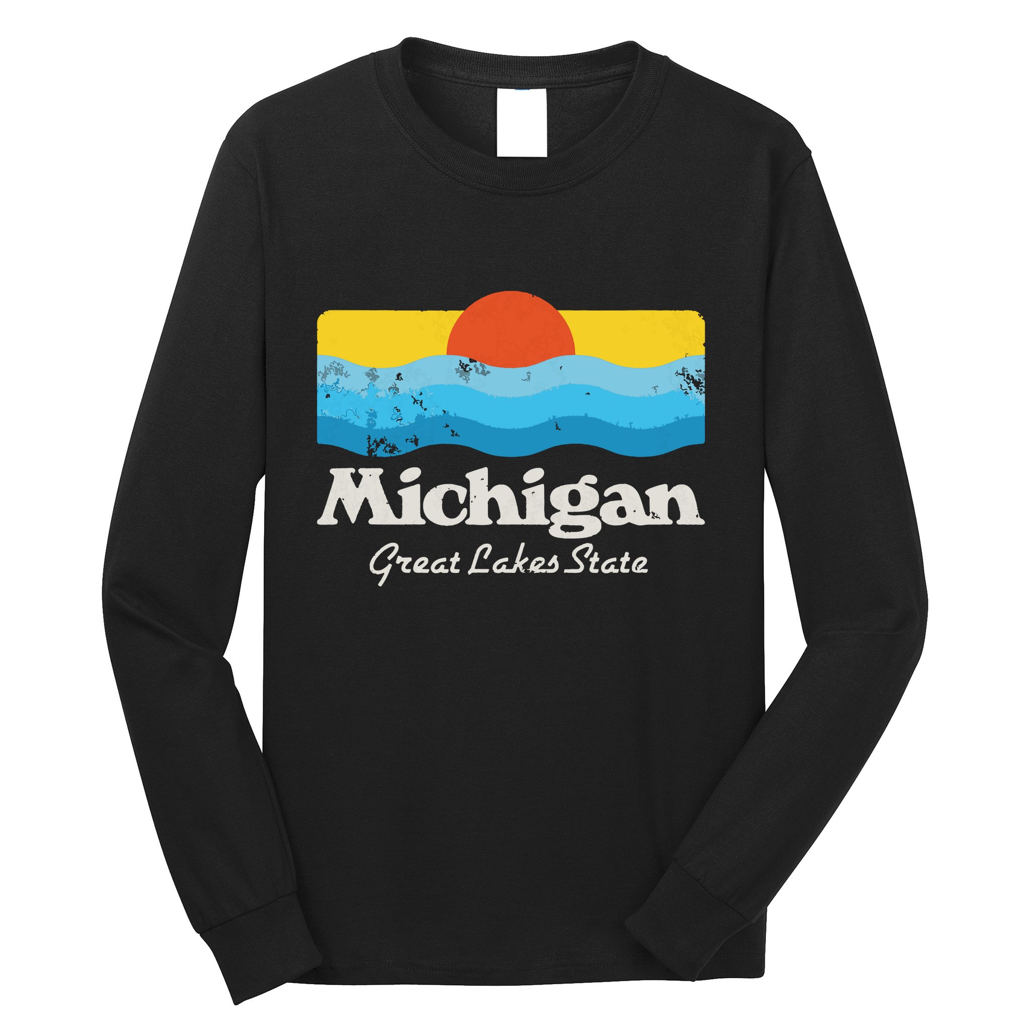 Retro Michigan Great Lakes State Long Sleeve Shirt