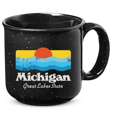 Retro Michigan Great Lakes State 15oz Campfire Ceramic Mug