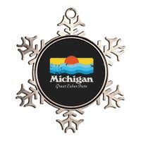 Retro Michigan Great Lakes State Metallic Star Ornament