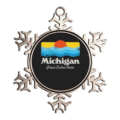 Retro Michigan Great Lakes State Metallic Star Ornament