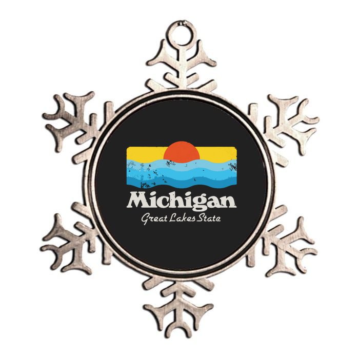 Retro Michigan Great Lakes State Metallic Star Ornament