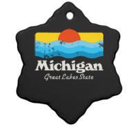 Retro Michigan Great Lakes State Ceramic Star Ornament