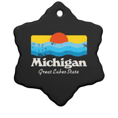 Retro Michigan Great Lakes State Ceramic Star Ornament