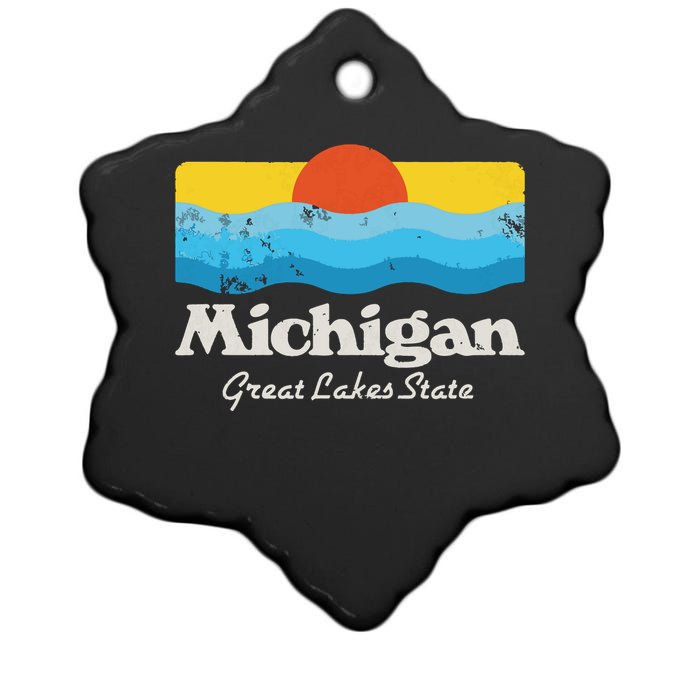 Retro Michigan Great Lakes State Ceramic Star Ornament