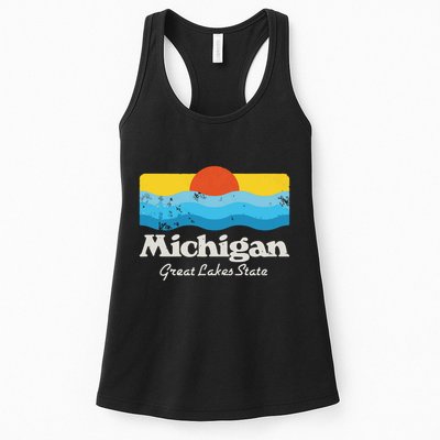 Retro Michigan Great Lakes State Womens Tank Top