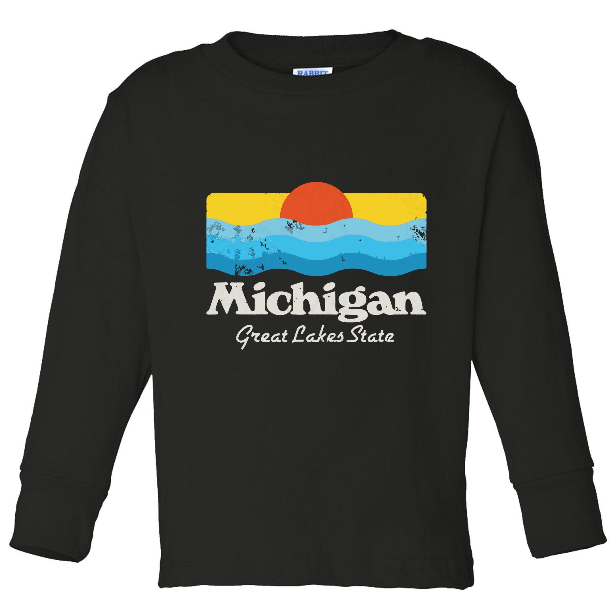 Retro Michigan Great Lakes State Toddler Long Sleeve Shirt