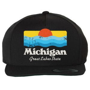 Retro Michigan Great Lakes State Wool Snapback Cap