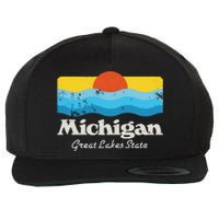 Retro Michigan Great Lakes State Wool Snapback Cap