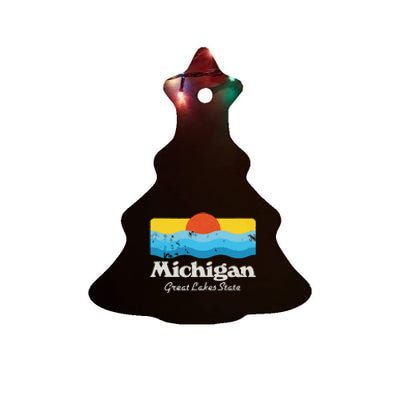 Retro Michigan Great Lakes State Ceramic Tree Ornament