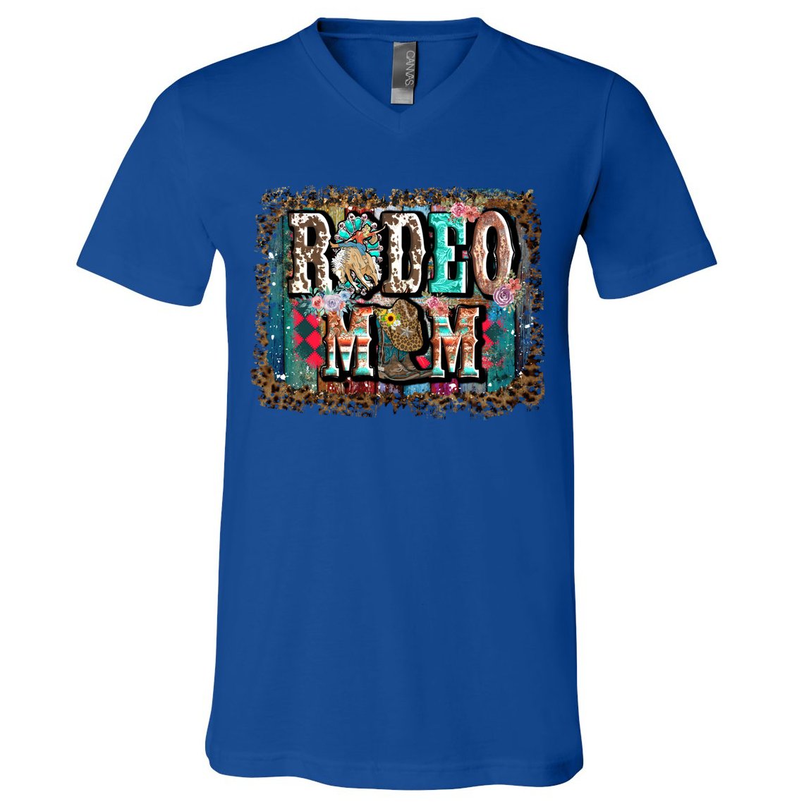 Rodeo Mom Gift Vintage Barrel Racing Mom Horse Barrel Xmas Gift V-Neck T-Shirt