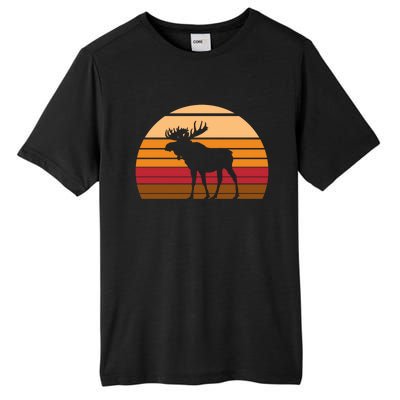 Retro Moose Gift Vintage Sunset Animal Tall Fusion ChromaSoft Performance T-Shirt