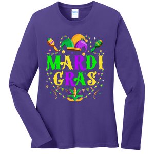 Retro Mardi Gras Party Hat Clothes Funny Ladies Long Sleeve Shirt