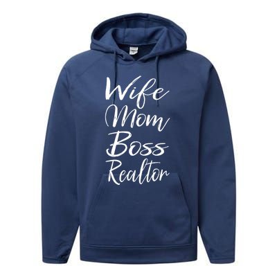 Realtor Mom Gift Cute Lady Wife Mom Boss Realtor Cute Gift Performance Fleece Hoodie