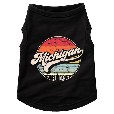 Retro Michigan Home State Mi Cool 70s Style Sunset Doggie Tank