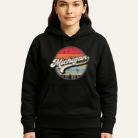 Retro Michigan Home State Mi Cool 70s Style Sunset Hoodie
