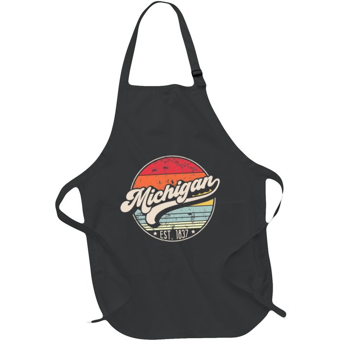 Retro Michigan Home State Mi Cool 70s Style Sunset Apron