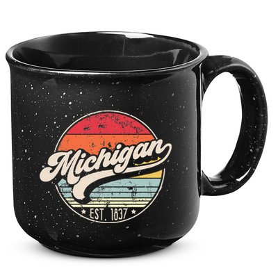 Retro Michigan Home State Mi Cool 70s Style Sunset 15oz Campfire Ceramic Mug