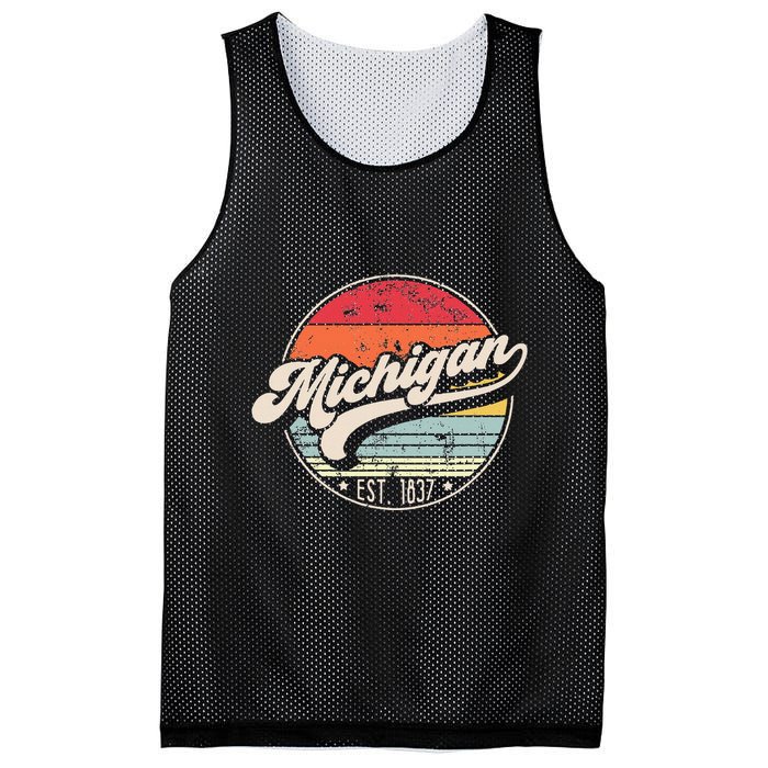 Retro Michigan Home State Mi Cool 70s Style Sunset Mesh Reversible Basketball Jersey Tank