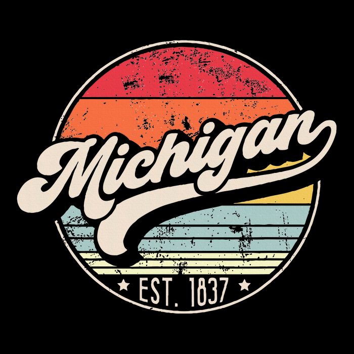 Retro Michigan Home State Mi Cool 70s Style Sunset Toddler T-Shirt