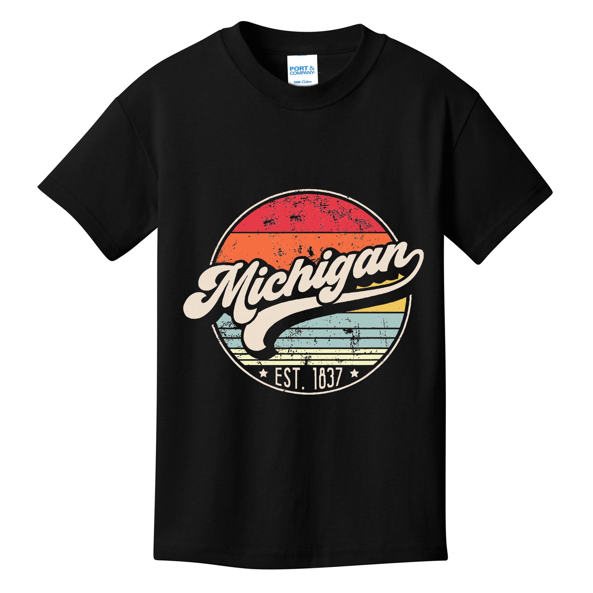 Retro Michigan Home State Mi Cool 70s Style Sunset Kids T-Shirt