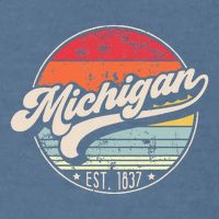 Retro Michigan Home State Mi Cool 70s Style Sunset Garment-Dyed Sweatshirt