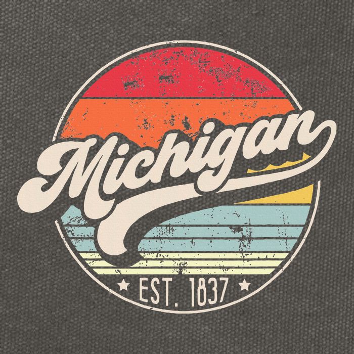 Retro Michigan Home State Mi Cool 70s Style Sunset Cotton Canvas Backpack