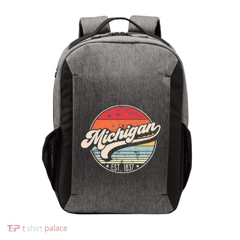 Retro Michigan Home State Mi Cool 70s Style Sunset Vector Backpack