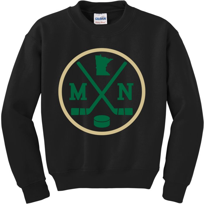 Retro Minnesota Hockey Emblem Vintage Mn Gift Kids Sweatshirt