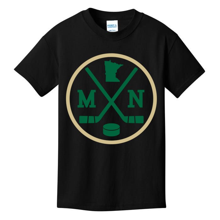 Retro Minnesota Hockey Emblem Vintage Mn Gift Kids T-Shirt