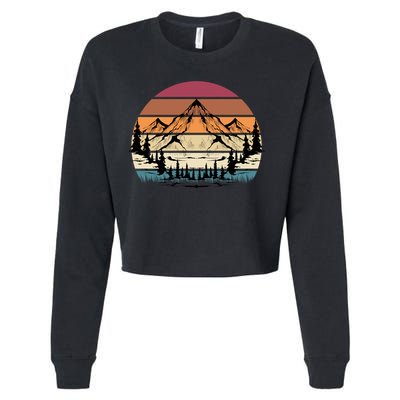 Retro Mountain Hike Hobby Sport Hiker Gift Camping Hiking Gift Cropped Pullover Crew