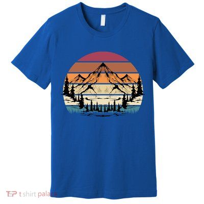 Retro Mountain Hike Hobby Sport Hiker Gift Camping Hiking Gift Premium T-Shirt