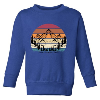 Retro Mountain Hike Hobby Sport Hiker Gift Camping Hiking Gift Toddler Sweatshirt