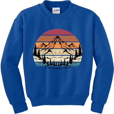 Retro Mountain Hike Hobby Sport Hiker Gift Camping Hiking Gift Kids Sweatshirt